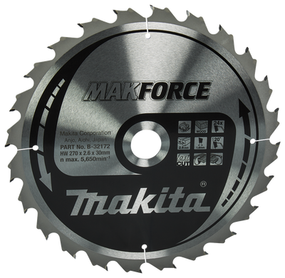 Accesorios Makita hoja de sierra circular para madera | makforce 270x30x2.6 24t 20g - b-32172 - b-32172