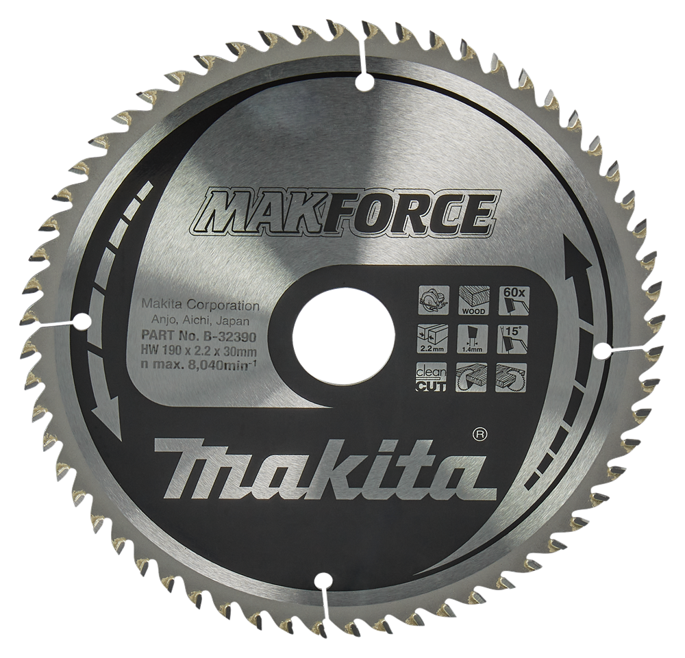 Accessori Makita lama per sega circolare legno | makforce 190x30x2,2 60t 15g - b-32390 - b-32390