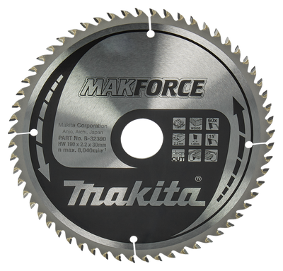 Accesorios Makita hoja de sierra circular para madera | makforce 190x30x2.2 60t 15g - b-32390 - b-32390