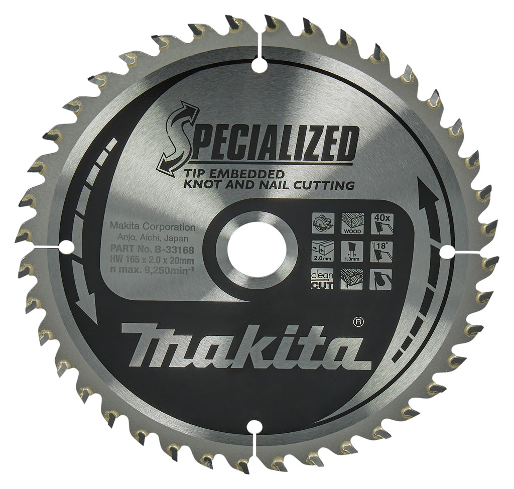 Accessori Makita lama sega circolare punta incorporata 165x20x2,0 40t 18g - b-09472