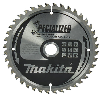 Accesorios Makita hoja de sierra circular punta integrada 165x20x2.0 40t 18g - b-09472
