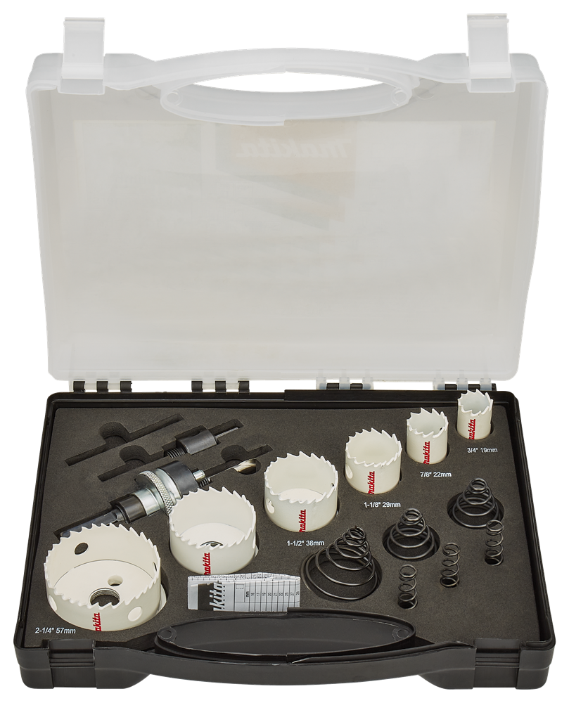 Set di seghe a tazza accessori Makita in metallo da 15 pezzi - b-38663 b-38663