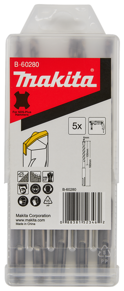 Accesorios Makita b2s: taladro para hormigón 6x160mm - b-60280 b-60280