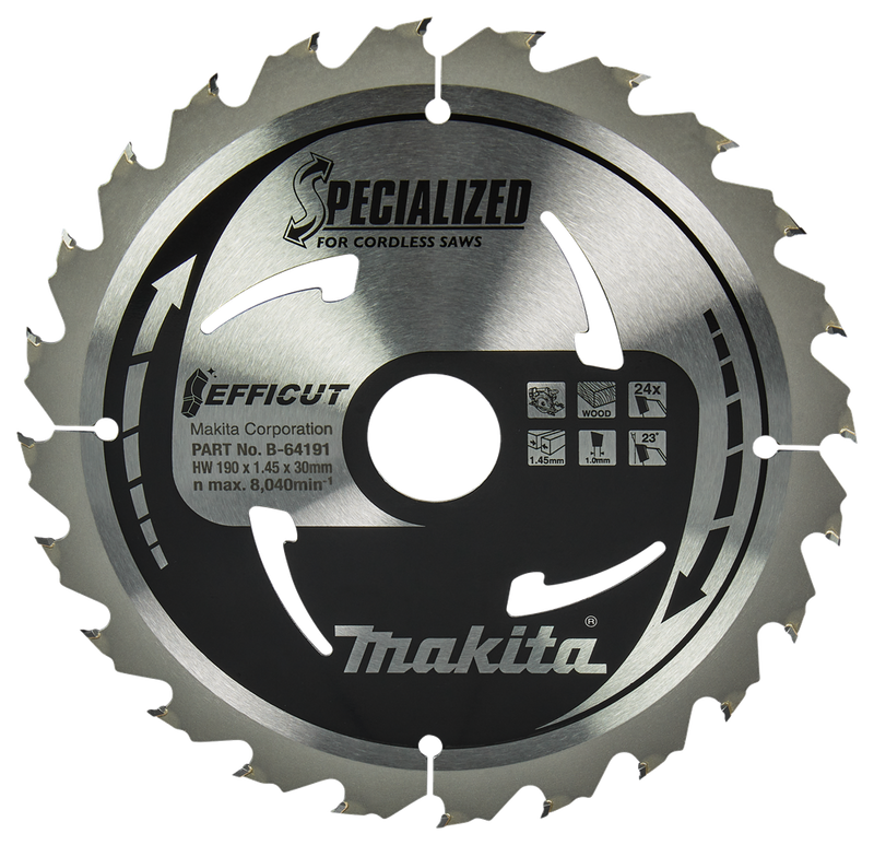 Accesorios Makita hoja de sierra circular para madera | efficut 190x30x1.45 24t 23g - b-64191 b-64191
