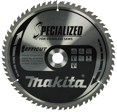 Accesorios Makita hoja de sierra tronzadora para madera | efficut 305x30x2.15 60t 10g - b-67309 b-67309