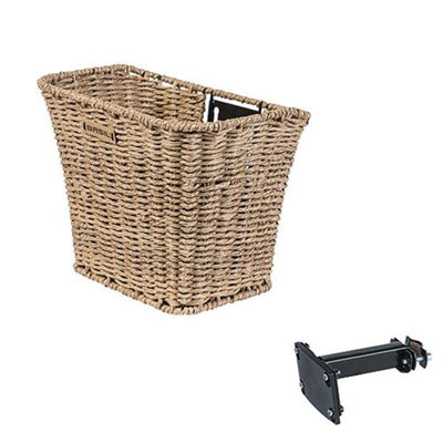 Basil Bremen Rattan Look FM - Bicycle basket - Front - Including Basil FM Stem Holder - Light Brown
