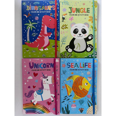 Libro para colorear y actividades con elástico.