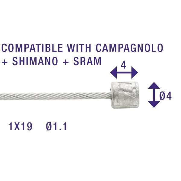 cavo deragliatore-interno 1,1 mm argento 2250 mm