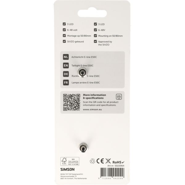 Fanale posteriore Simson Aurora e-line e50c