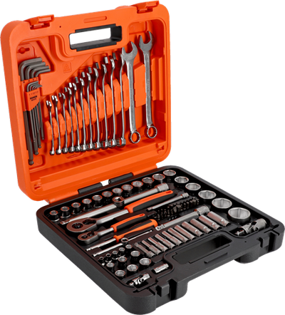 Bahco 1 4 and 1 2 deep socket wrench set with metric hexagon profile, hex key set and combination wrench set | 98 pieces - s98mc1h