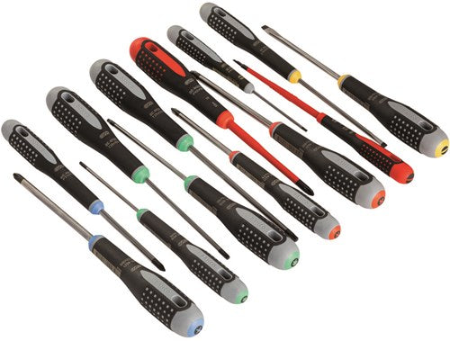 Destornillador Bahco ergo™ | mango de tres componentes | ranura | Phillips | pozidrive | torx® - 13 piezas - be-9879