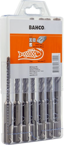 Juegos de brocas Bahco sds+ | 4 filos | para hormigón armado | 7 piezas | 4651-juego-7