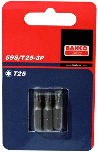 Bahco x3 bits t20 25mm 1 4 dr standard. | 59s t20-3p