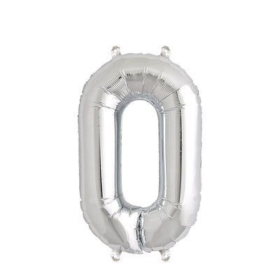 Palloncino foil numero 0 argento 35 cm