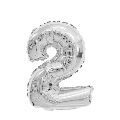 Palloncino foil numero 2 argento 45 cm