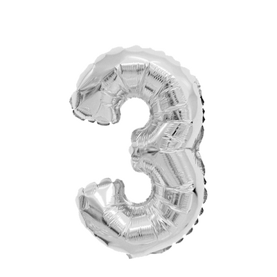 Palloncino foil numero 3 argento 45 cm