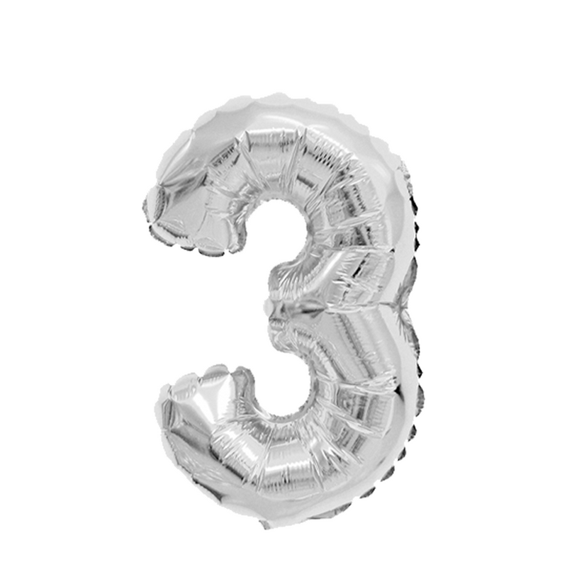 Palloncino foil numero 3 argento 45 cm