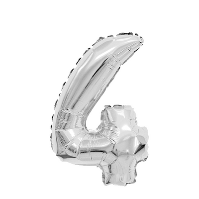 Palloncino foil numero 4 argento 45 cm