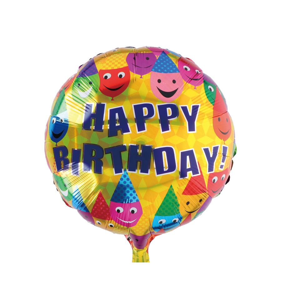 Palloncino foil buon compleanno facce dorate ø46cm