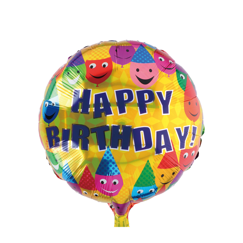 Palloncino foil buon compleanno facce dorate ø46cm