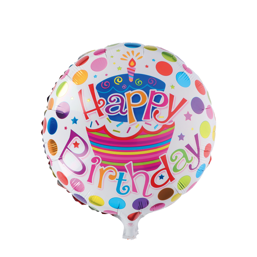 Palloncino foil buon compleanno torta bianca ø46cm