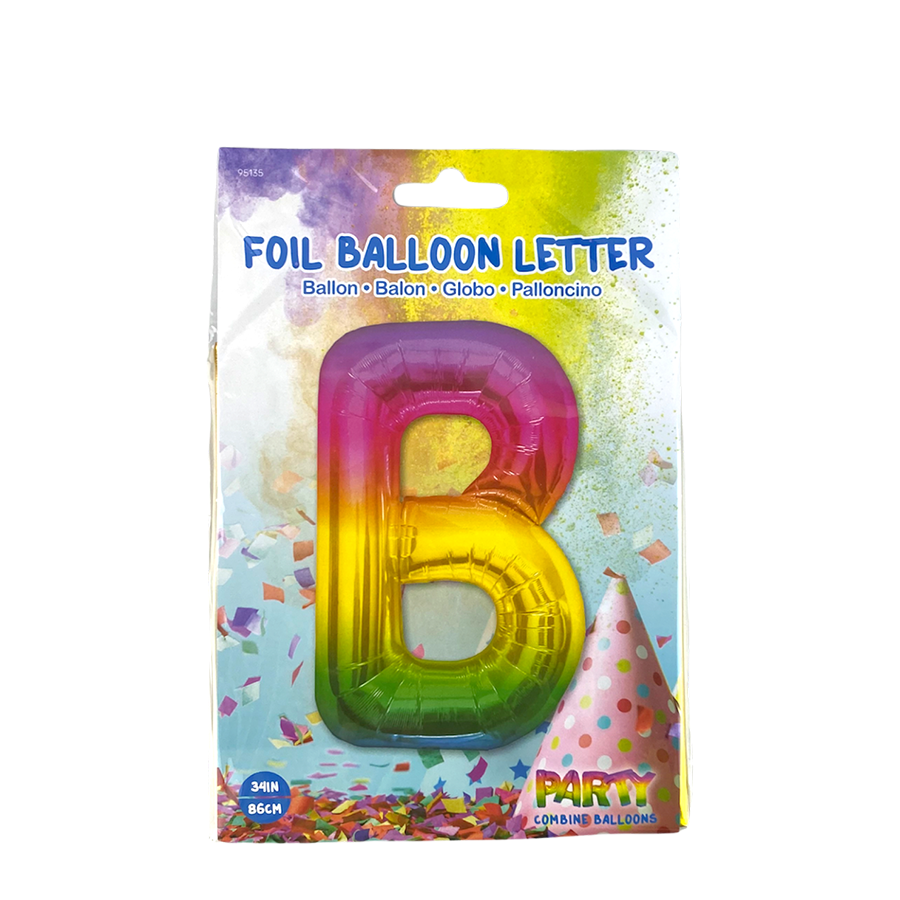 Globo foil letra b arcoiris 86cm