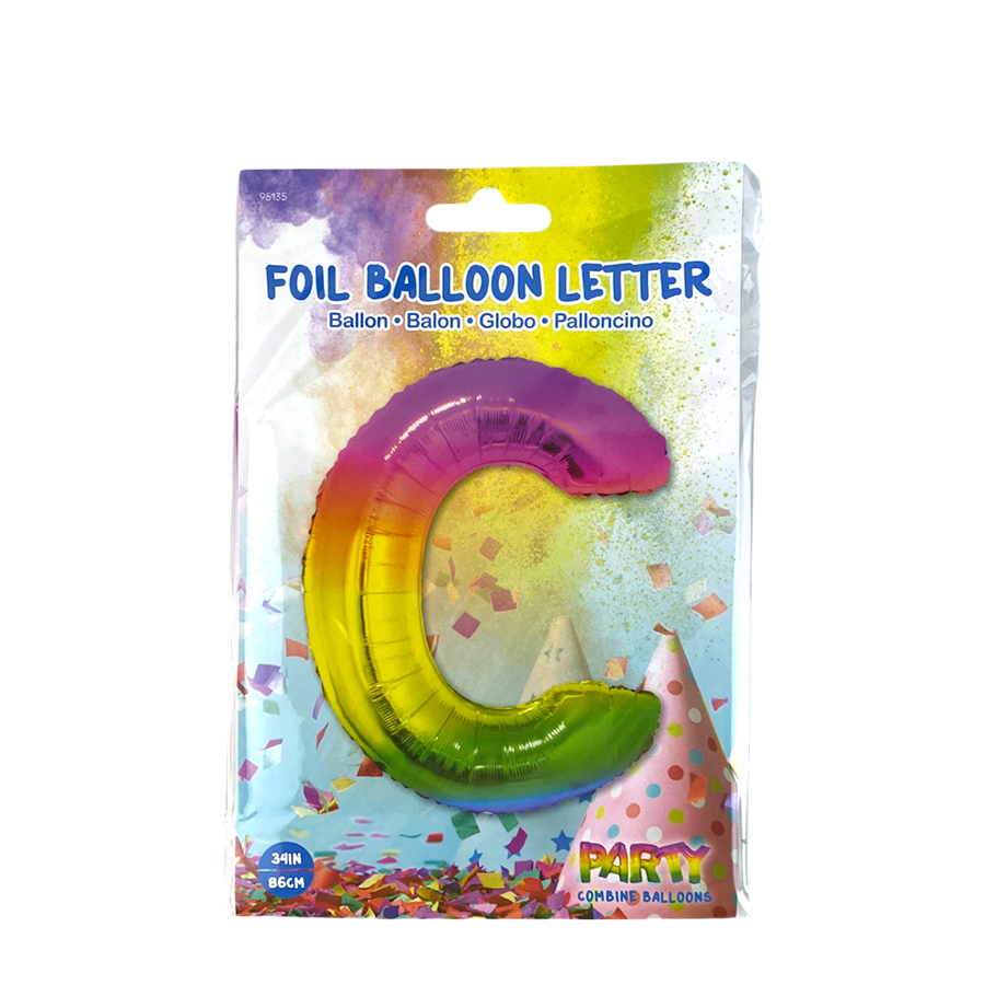 Globo foil letra c arcoiris 86cm