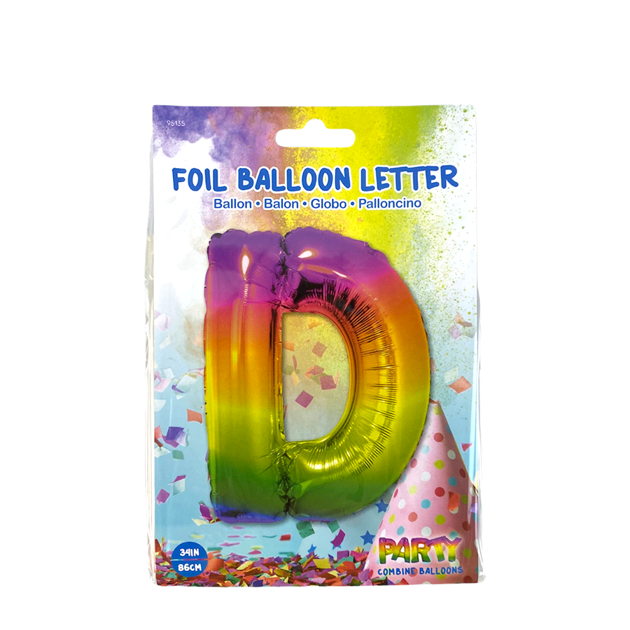 Globo foil letra d arcoiris 86cm