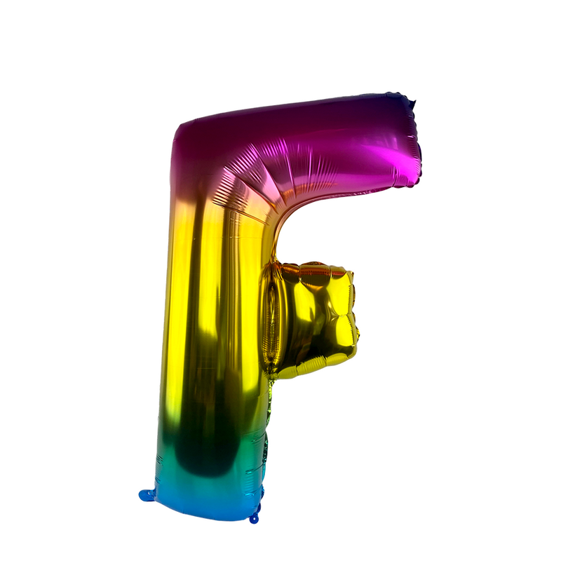 Palloncino foil lettera f arcobaleno 86 cm