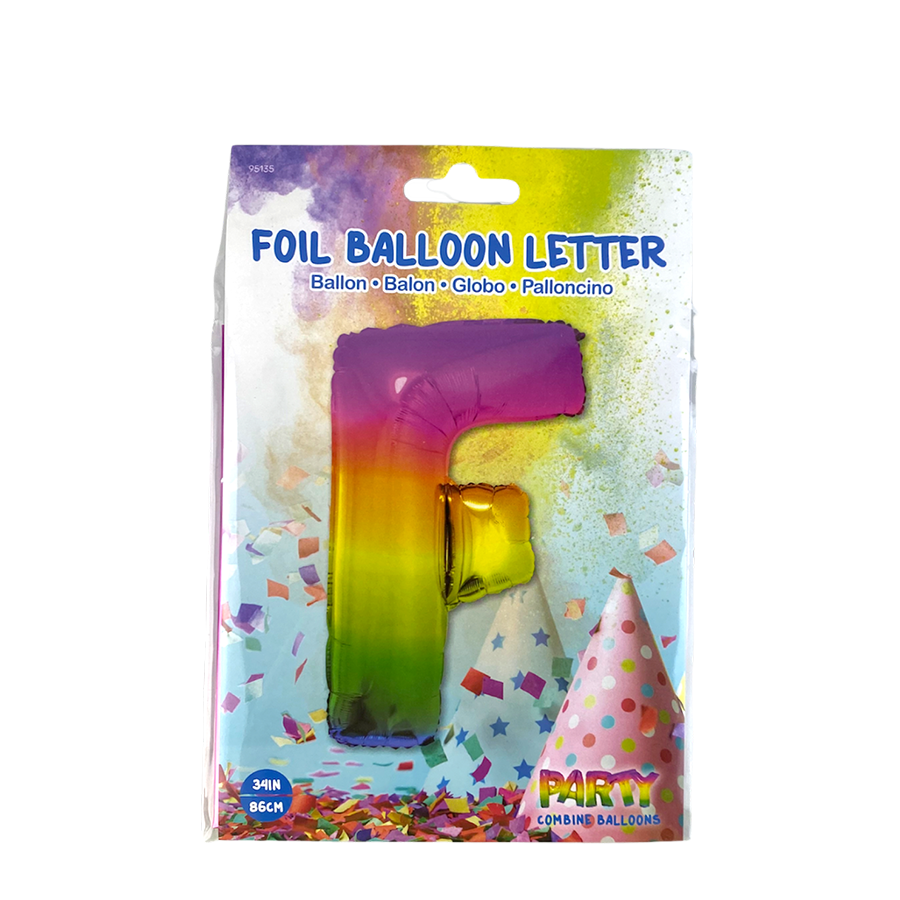 Globo foil letra f arcoiris 86cm