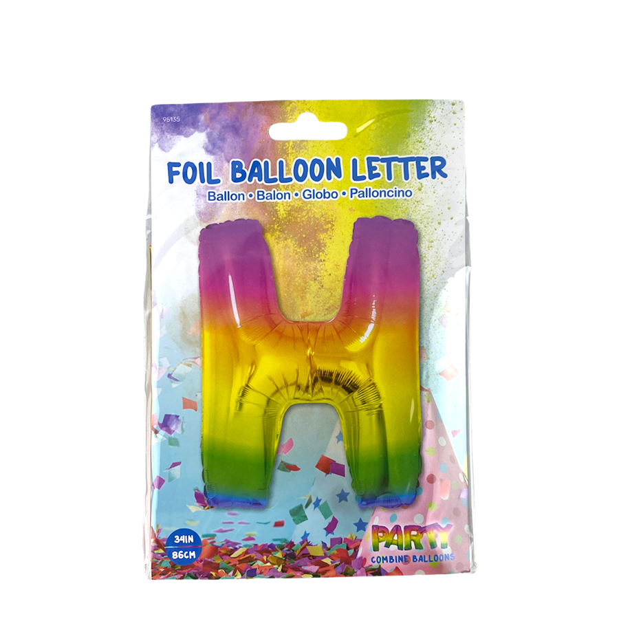 Globo foil letra h arcoiris 86cm