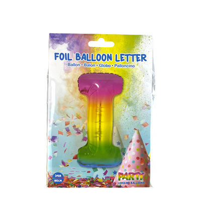 Palloncino foil lettera i arcobaleno 86 cm
