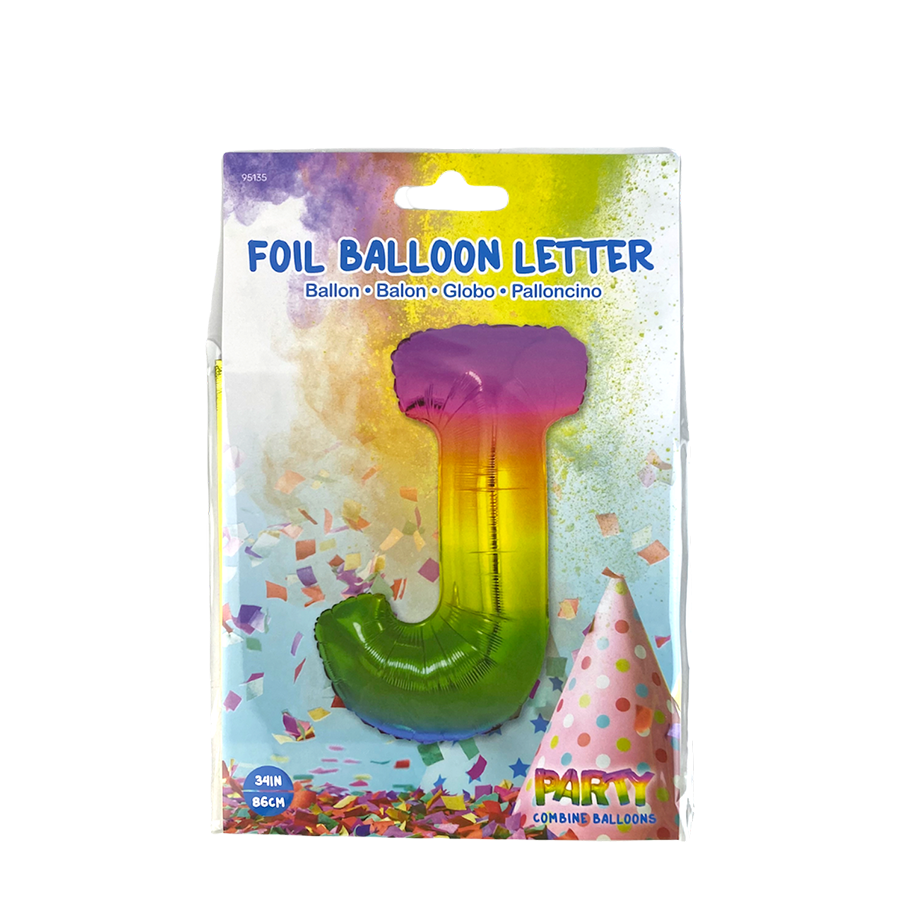 Globo foil letra j arcoiris 86cm