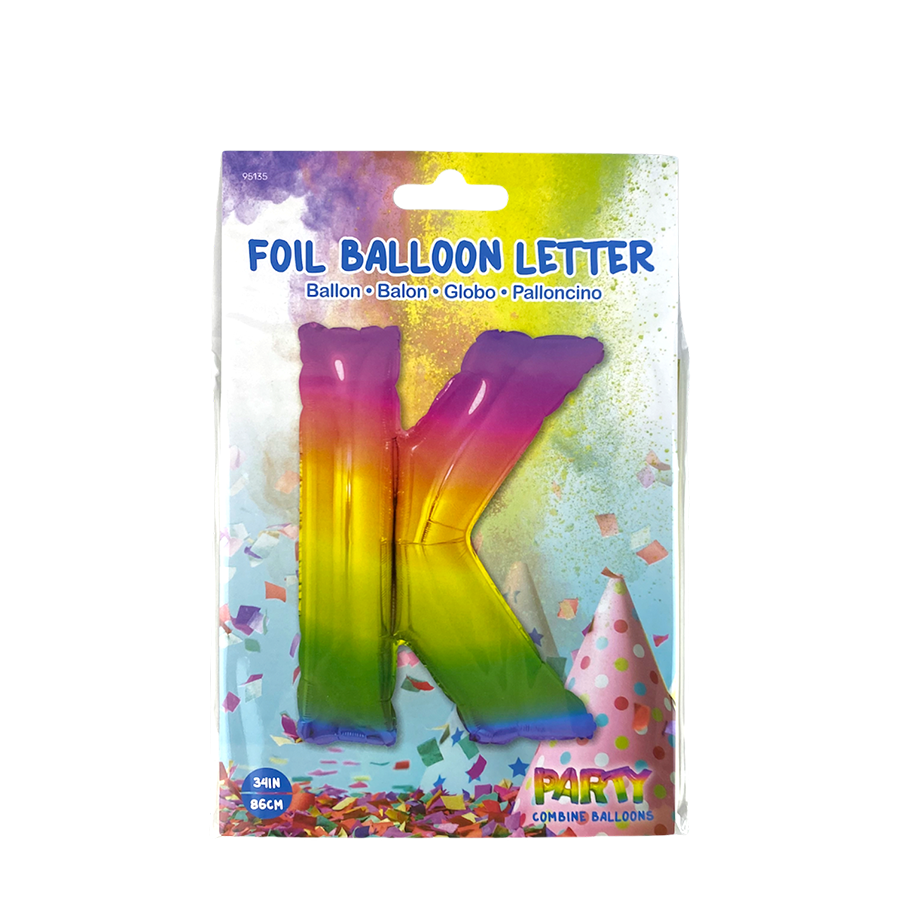 Globo foil letra k arcoiris 86cm