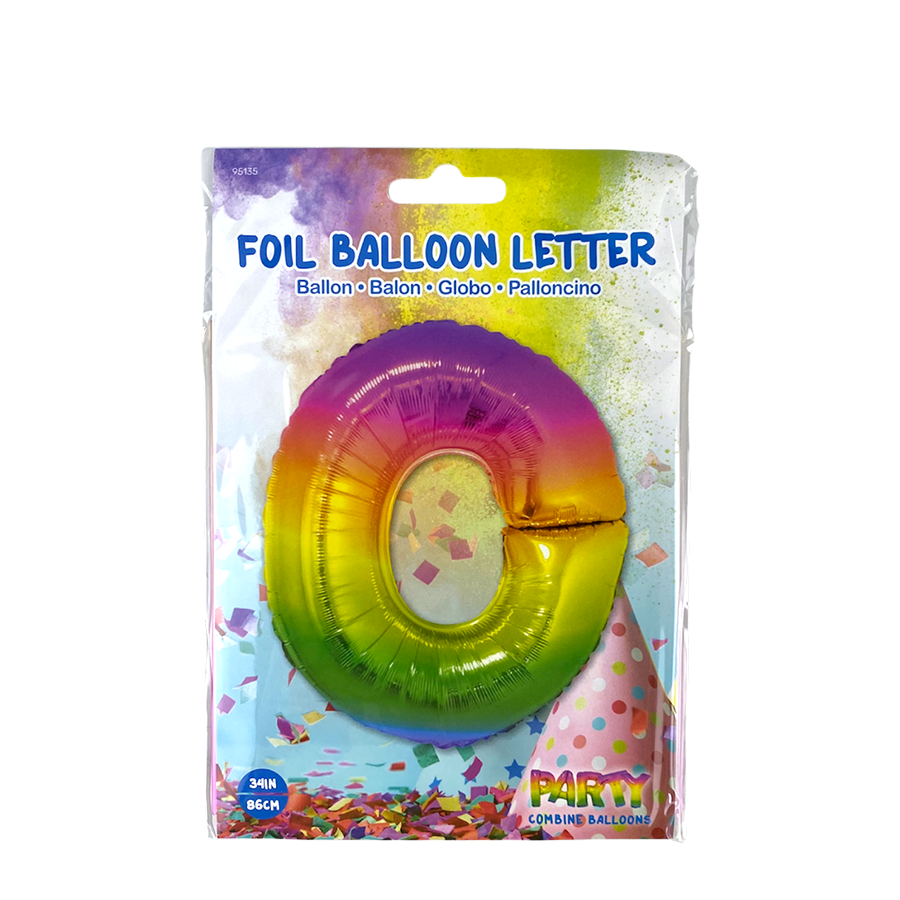 Globo foil letra o arcoiris 86cm