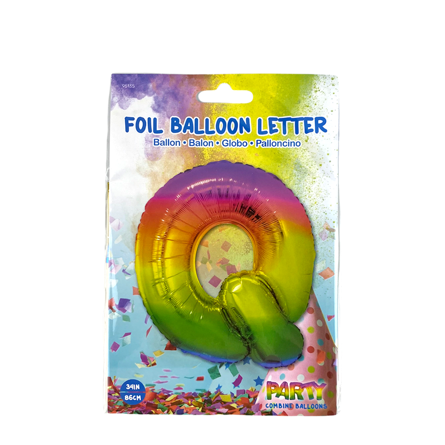 Globo foil letra q arcoiris 86cm