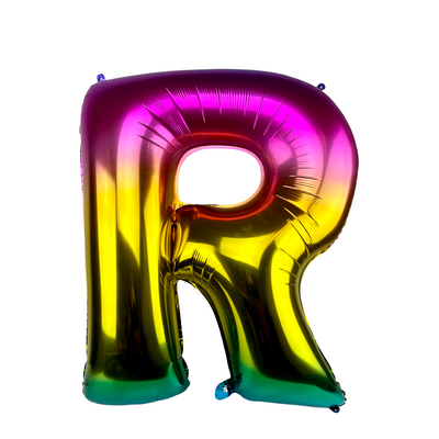 Palloncino foil lettera r arcobaleno 86 cm