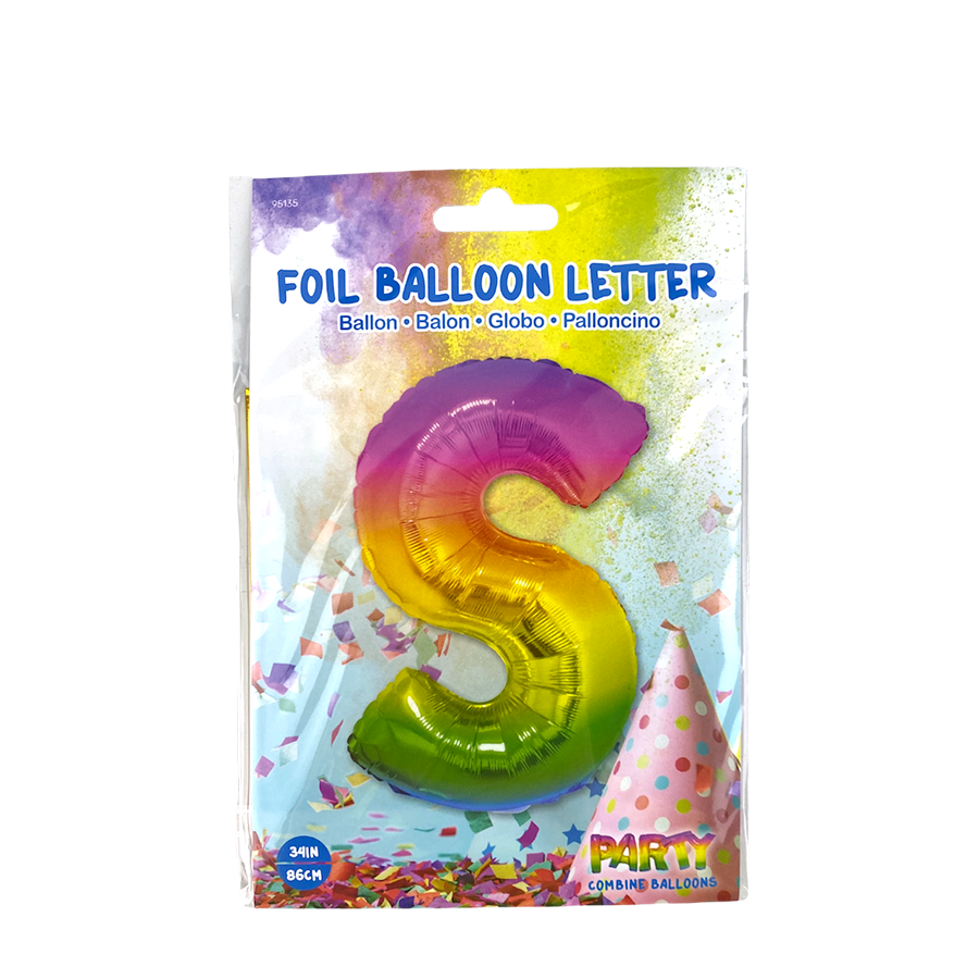 Globo foil letra s arcoiris 86cm