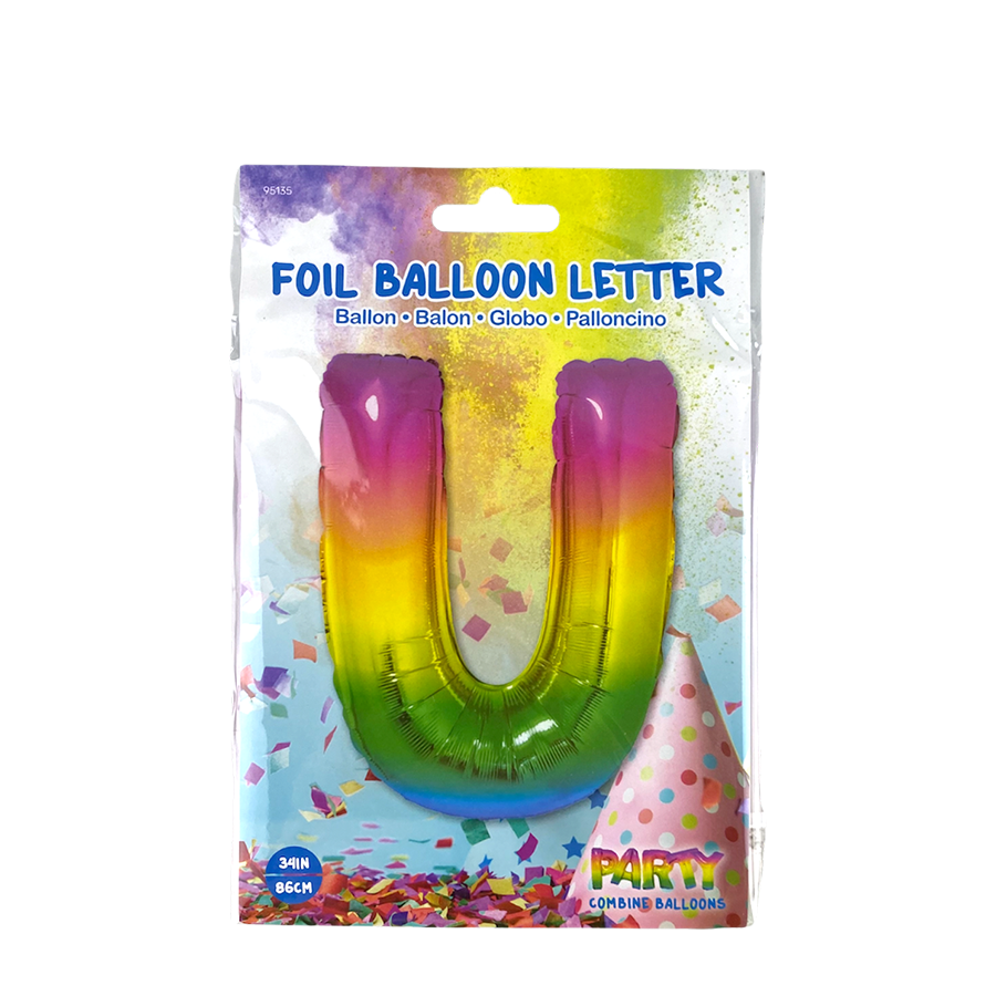 Globo foil letra u arcoiris 86cm