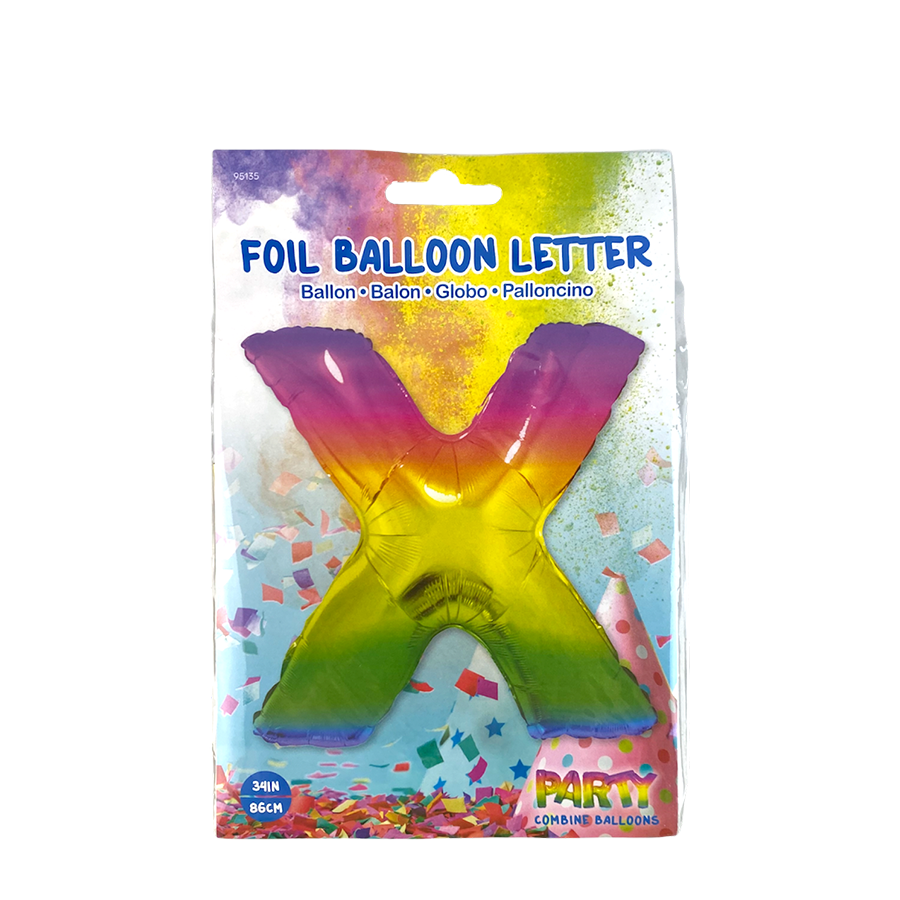 Globo foil letra x arcoiris 86cm