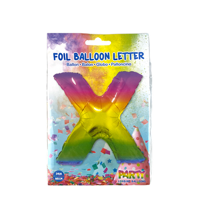 Lettera di palloncino foil x arcobaleno 86cm