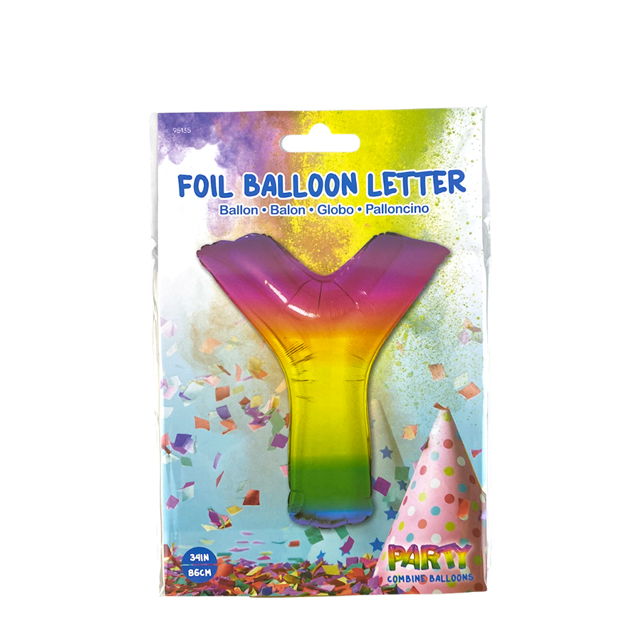 Globo foil letra y arcoiris 86cm