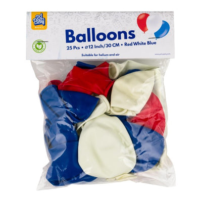 Globos Paperdreams rojo blanco azul 30cm 25 piezas