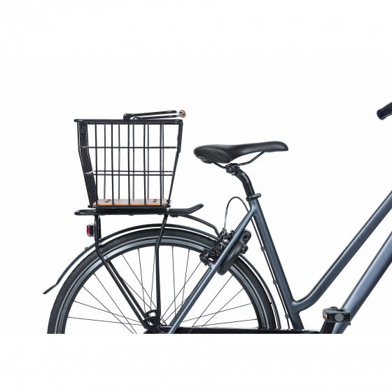 Basil Nordland - Bicicleta Basket Mik - Frente o en la parte posterior - Negro Natural Brown