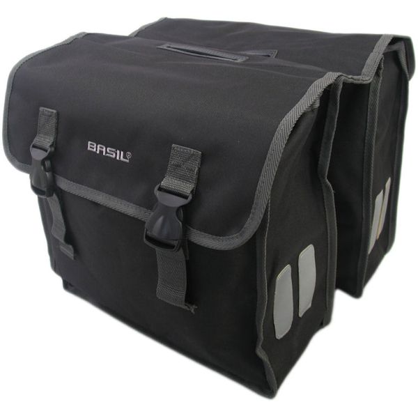 Basil Mara XL Double Bicycle Bag - 35L - Water -repellent - Reflecting - Black
