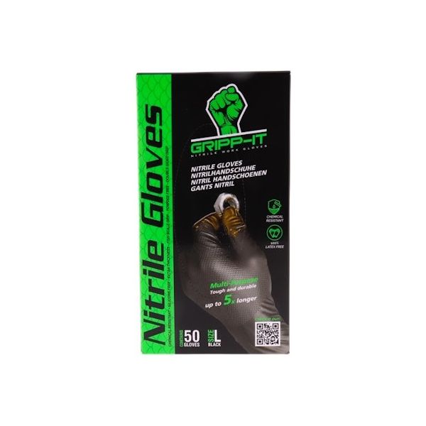 Gripp-it gloves gripp-it nitrile l box of 50 pieces black