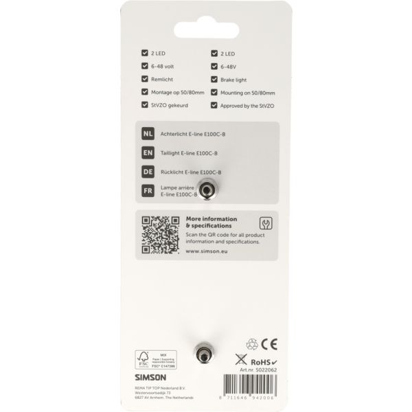 Luz trasera Simson aurora e-line e100c-b