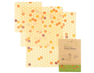 Beewise bijenwasdoek - set van 3 - honinggraat