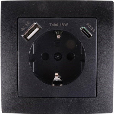 Presa da incasso Benson RA + USB e USB-C nera - 4650032