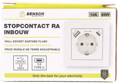 Presa da incasso Benson RA + USB + USB-C bianca - 4650012
